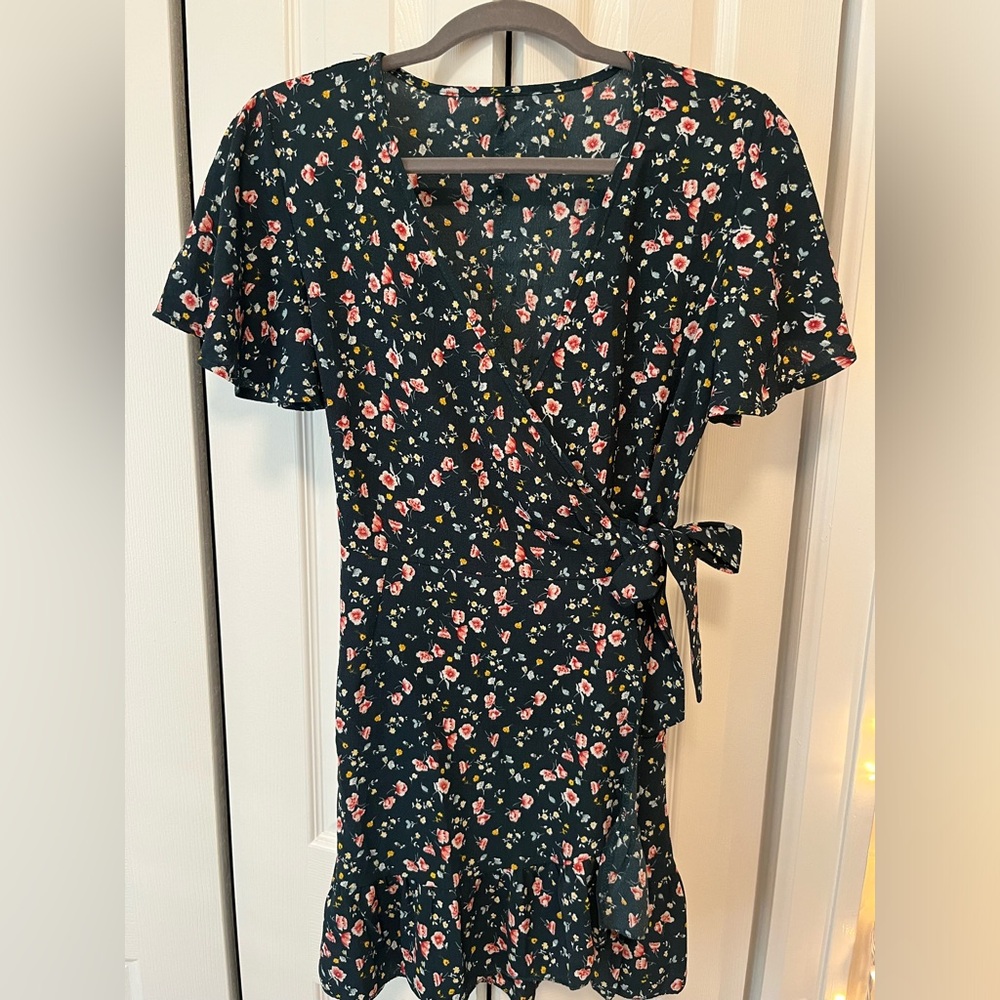 Green with flowers sun dress